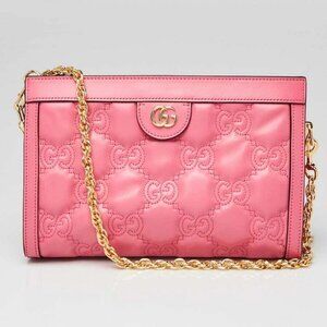 Gucci Pink GG Stitched Leather Matelassè Small Bag